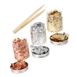 OHPHCALL 1 Set of Sequin Nail Glitter DIY Nail Art Foil Glittery Nail Art Decoration Party-Friendly Gold Foil Paper