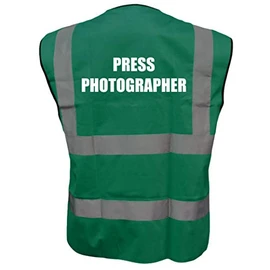 GREEN Hi Vis vest PRESS PHOTOGRAPHER Vest Waistcoat Safety Vest Medium