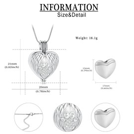 QGJNSGC Pet Cremation Jewelry for Ashes Heart Urn Necklaces Pawprint Cremation Keepsake Necklace for Pet/Dog's/Cat's Ashes