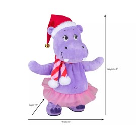 Animated Hippo Plush Musical Christmas Character - Singing Dancing Christmas Decor - Sings: I Want A Hippopotamus for Christmas
