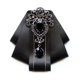 JKQBUX Retro British Rhinestone Pre-tied Adjustable Bow Tie Brooch for Men Necktie Bownot Sparkling Satin Ribbon Bow Tie