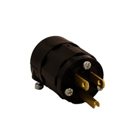 Leviton 5266-CB 15 Amp, 125 Volt, Industrial Grade, Plug, Straight Blade, Grounding, Black