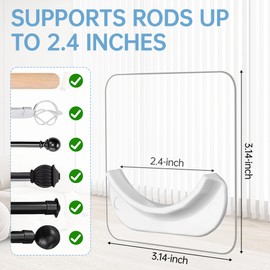 Amuille Shower Curtain Rods Holder Spring Tension, Adhesive Shower Rod Holders Mount, Tension Bracket No Drilling 2.4 Inch Easy Installation 4 Pack