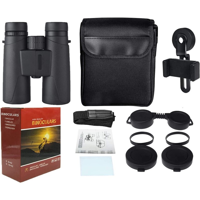 10X42 HD Professional Binoculars with Smartphone Adapter and Neck Strap,