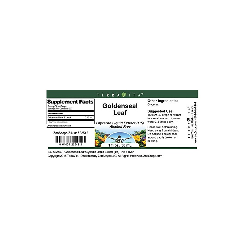 Goldenseal Leaf Glycerite Liquid Extract (1:5) - No Flavor (1