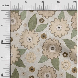 oneOone Velvet Light Brown Fabric Dotted Floral Quilting Supplies Print Sewing Fabric by The Yard 58 Inch Wide