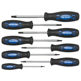 SW-Stahl 31500L Schraubendrehersatz mit TR-Profil I T8 - T40 I TX Schraubenzieher Set I T-Schraubendreher Werkzeug mit Stirnlochbohrung