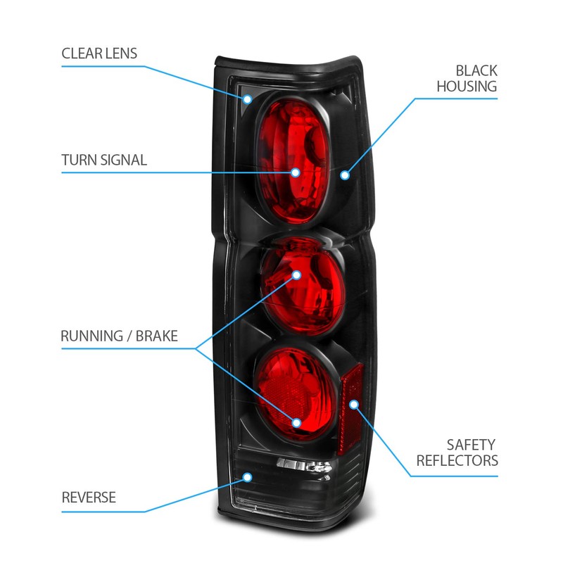AmeriLite Black Replacement Brake Tail Lights Set For Hardbody D21