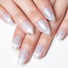 GLAMERMAID Cat Eyes French Tip Press on Nails Short Almond,