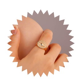 Inilbran Boho Evil Eye Ring Vintage Demon Eye Finger Rings Gold Eye Wrap Rings Adjustable Stacking Rings Jewellery for Women and Girls, Zinc