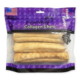 Original Frankly - Steak Flavored Beef Chew Dog Retriever Rolls - High Protein Collegen Packed - Made in The U.S.A. - 4 Count 7-8" Roll (8760)