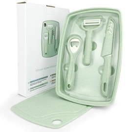 CARTINTS 5 In1 Camping Cutting Board For Kitchen Plastic Cutting Board Set with Bottle Opener, Peeler, Kitchen Knife, Serving Tray, Cutting Board, Dishwasher Safe Green
