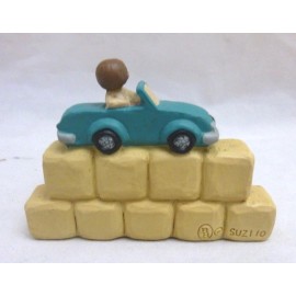 Blossom Bucket Blue "I Love My Car" Car Lovers Auto Fans Figurine Paperweight