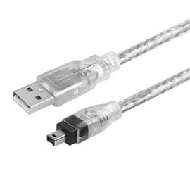 Herfair Firewire to USB Adapter Cable IEEE 1394 4Pin to USB 2.0 Converter Cord Firewire 400 to USB Connector Wire Lead for Connecting 4Pin 1394 Devices to USB Host Devices (Transparent Shell)