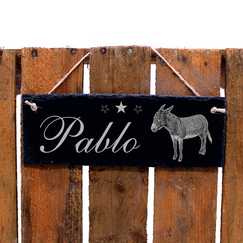 Slate Sign with Engraving – Donkey – Name of Your