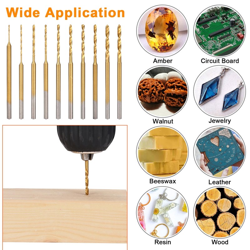 Uolor Mini Twist Drill Bit Set, 10Pcs Micro Engraving Drill