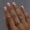 SXVME Uñas postizas cortas cuadradas con punta francesa blanca cromada,