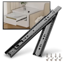 BAIDICE 1 Pair Full Extension Ball Bearing Drawer Slides 8 10 12 14 16 18 20 22 24 Inch 100 LB Load Capacity Side Mount File Cabinet Rails Dresser Metal Runner Trash Can Kitchen Slider Glide Black