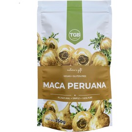 TGB SUPERFOODS Maca Peruana 100% Pura y Orgánica Superalimento Natural, Vegano, Eco Friendly, Sin azucar y Gluten Free Contenido 250g