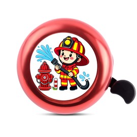 MQIAN Children's Bicycle Bell for Children's Bike, Unicorn, Dino, Firefighter, Mermaid, Aluminium, Handlebar Mounting, Fireman