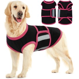 Allroaring Dog Anxiety Vest, Soft Dog Calming Shirt, Reflective Anti-Anxiety Vest Breathable Pet Anxiety Jacket Wrap for Fireworks, Thunderstorms, Separation, Travle, Vet Visits, Black L