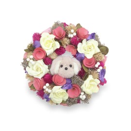 [2024 mamawreath] Flower Wreath Dog Mascot Flower Gift Present Dog Doll Gift Wreath Stylish Entryway Interior Celebration Birthday Present M Size: 9.4 inches (24 cm) x 2.6 inches (6.5 cm) (Thickness)