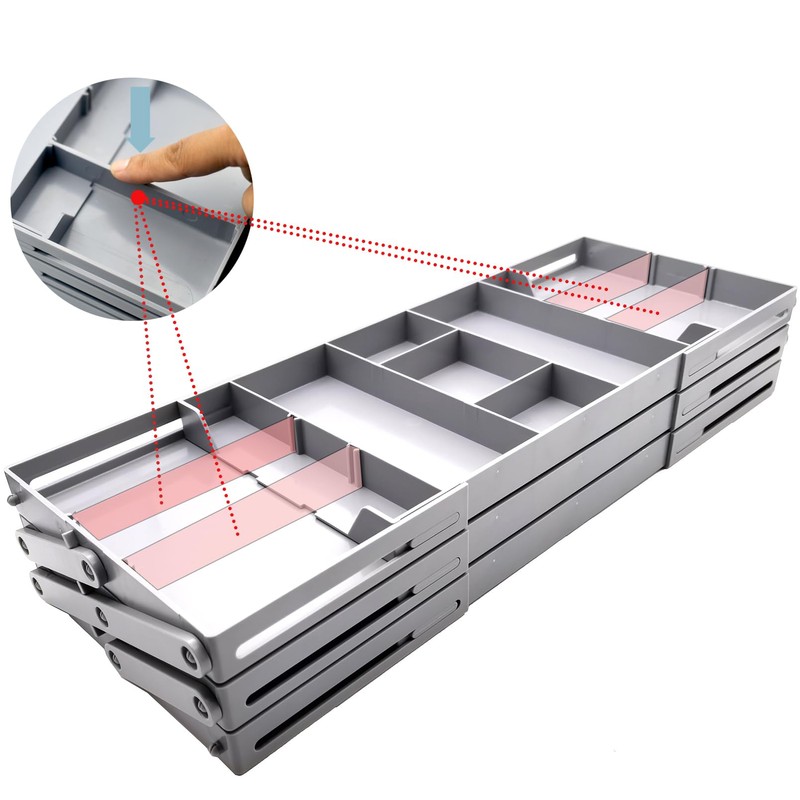 3 Tier Foldable Expandable Smart Drawer Organizer ， Multi Level