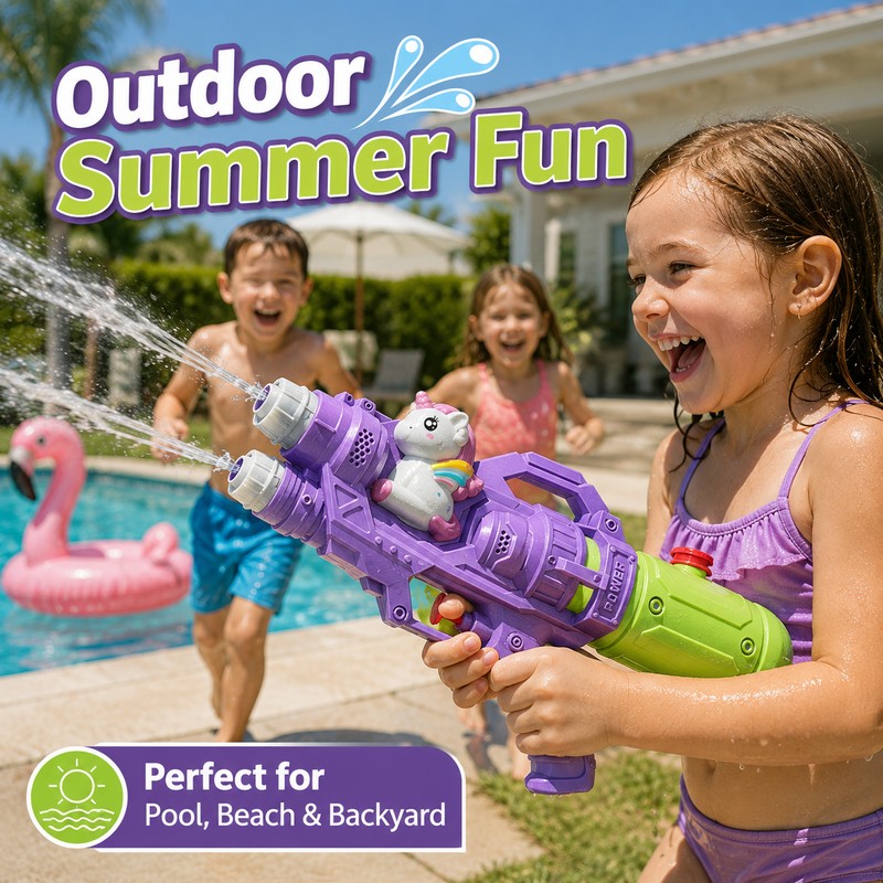 Cartoon Water Gun Toy for Kids – Double-Nozzle Unicorn &