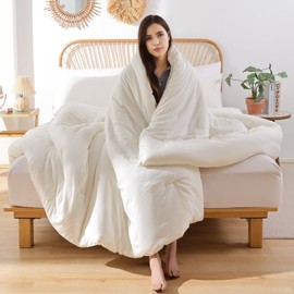 ROSGONIA Ivory Twin/Twin XL Comforter Set for College Girls Boys, 1 Comforter & 1 Pillowcase, All Season Kids Comforter Sets Lightweight Dorm Bedding