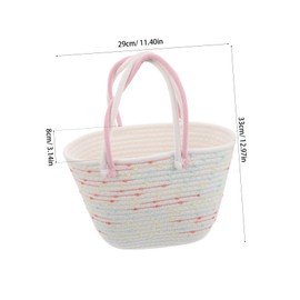 FOMIYES Pink Twisted Cotton Handbag for Women Durable Woven Shoulder Tote with Large Capacity Lightweight Sturdy Cotton Rope Purse for Outdoor Picnic Work Shopping and Various Occasions