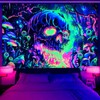 Invoibler Blacklight Skull Tapestry UV Reactive Fantasy Skeleton Tapestries Glow