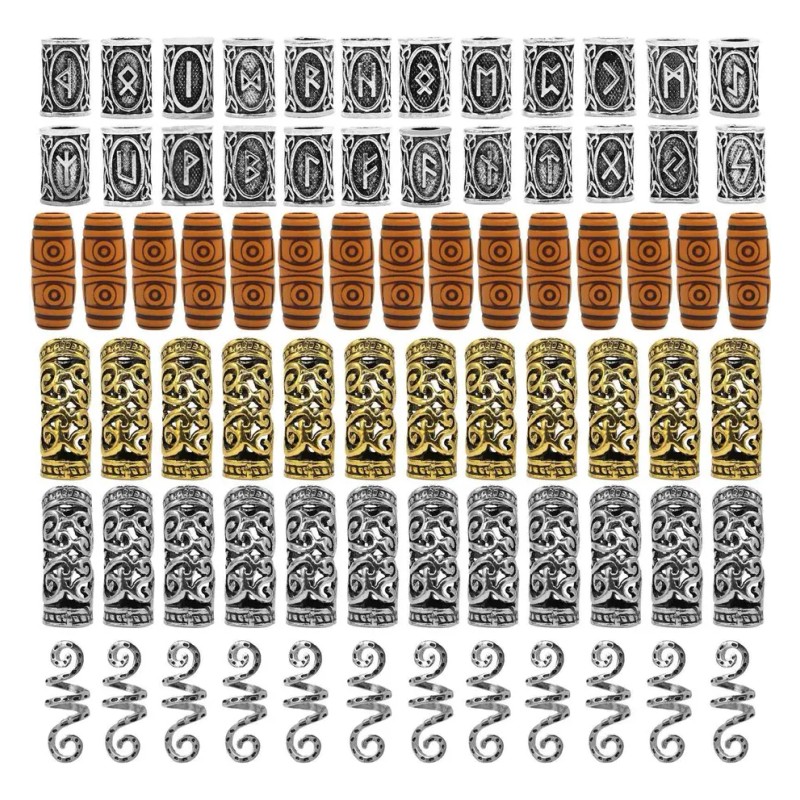 / 75 Unids Plata Envejecida Oro Barba Pelo Cuentas Rastas