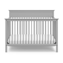Storkcraft Carmel 5-in-1 Convertible Crib (Pebble Gray) - GREENGUARD Gold Certified, Converts to Toddler Bed & Full-Size Bed, Fits Standard Full-Size Crib Mattress, 4 Adjustable Mattress Heights