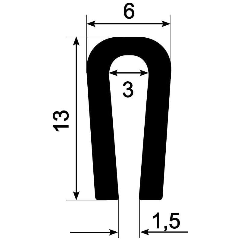 Eutras Edge Protection Profile FP3008 Edge Protection Rubber Seal Gap