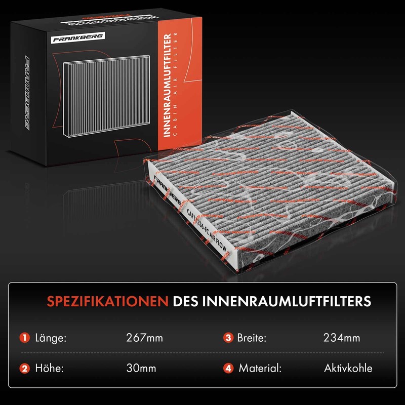 Frankberg Cabin Air Filter Pollen Filter with Activated Carbon Compatible