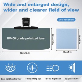 BOXOB Sun Visor Extender for Car, Adjustable Polarized Visor Extender Sunshade Plate Protect from Glare and Harmful Light for Most Vehicles