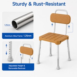 Shower Chair with Back – for Elderly & Disabled, Inside Shower Use