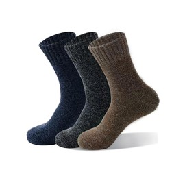 VASANA 3Pairs Wool Hiking Socks Warm Boot Socks Winter Thermal Thick Sock for Women Men (Black+Dark Blue+Coffee)