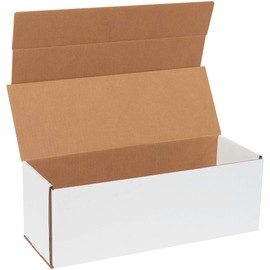 BOX USA Corrugated Cardboard Mailers, 17 x 6 x 6 Inches, Tuck Top One-Piece, Die-Cut Shipping Cartons, Large White Mailing Boxes (Pack of 50)