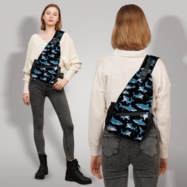 Yrebyou Shark Sling Bag for Women Men Crossbody Strap Backpack Lightweight Waterproof Travel Hiking Daypack Shoulder Bag