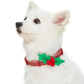 Blueberry Pet 4 Patterns Christmas Zigzag Chevron Adjustable Dog Collar with Holly Décor, Small, Neck 12"-16"