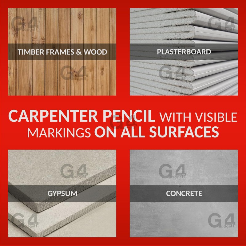 G4GADGET 8 x Carpenter Pencil Joiner Carpenter Toolbox Contractor Woodwork