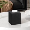 Tissue Box Cover Square, PU Leather Black Box Cover, Cube