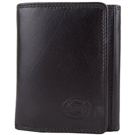Mens Soft Leather Tri-Fold Coin/Money Wallet with Multiple Features - Black