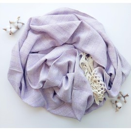 Rebozo Portabebe, Fular Corto de algodón con flecos, Tejido a Mano, 2.50 x 65 cm. (Lila)