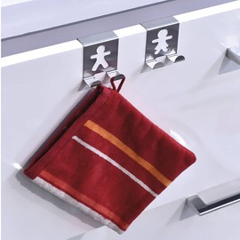 EVIDECO French Home Goods Over The Cabinet Door Double Hooks - Man Woman Design - Set of 2- Chrome- Stainless Steel