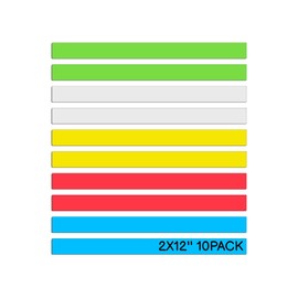 Realth Colorful Magnetic Label Dry Erase 2'' × 12'' 10 Pcs, Rectangular Reusable Magnetic Tape Erasable Cards for Home Office Whiteboard Name Tags