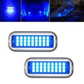 Kingshowstar 2Pcs Marine LED Boat Lights, IP68 Waterproof 27LED, Pontoon Boat Transom & Stern Navigation, 1200LM, 10-24V (Blue)
