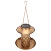 Hanging Bird Feeder Solar Powered Light Hollow Design Sturdy Stable