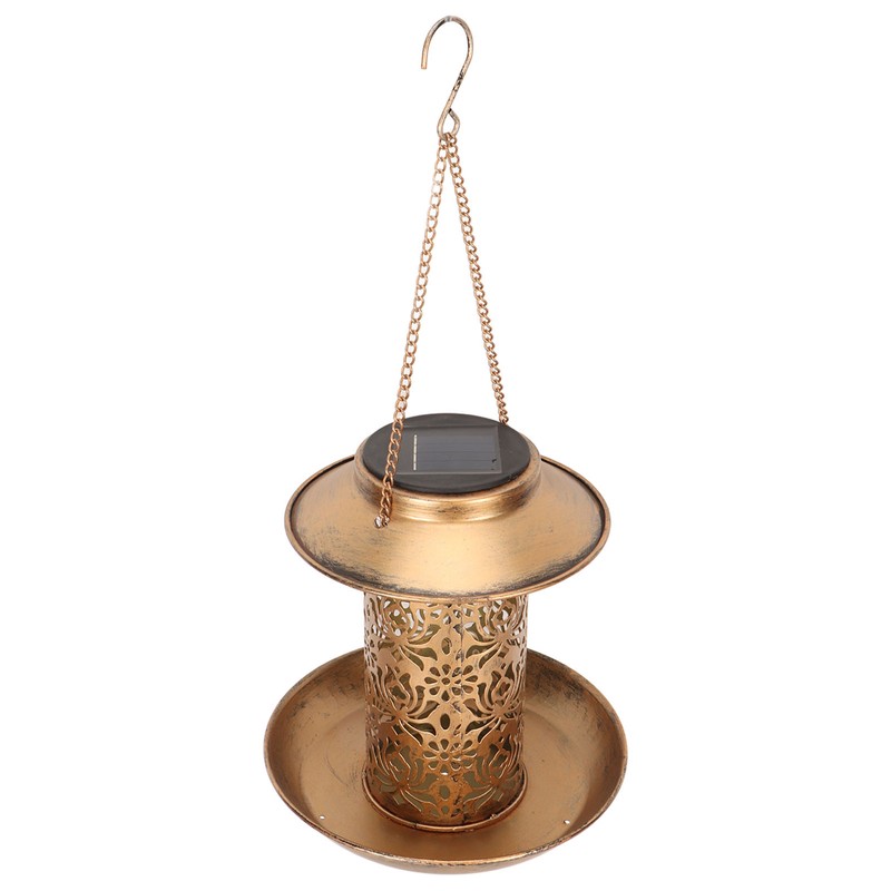 Hanging Bird Feeder Solar Powered Light Hollow Design Sturdy Stable